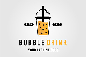 Bubble Drink Tea Logo Vector