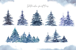 Snowy Forest Trees & Branches, an Object Graphic by Jeanna Draw