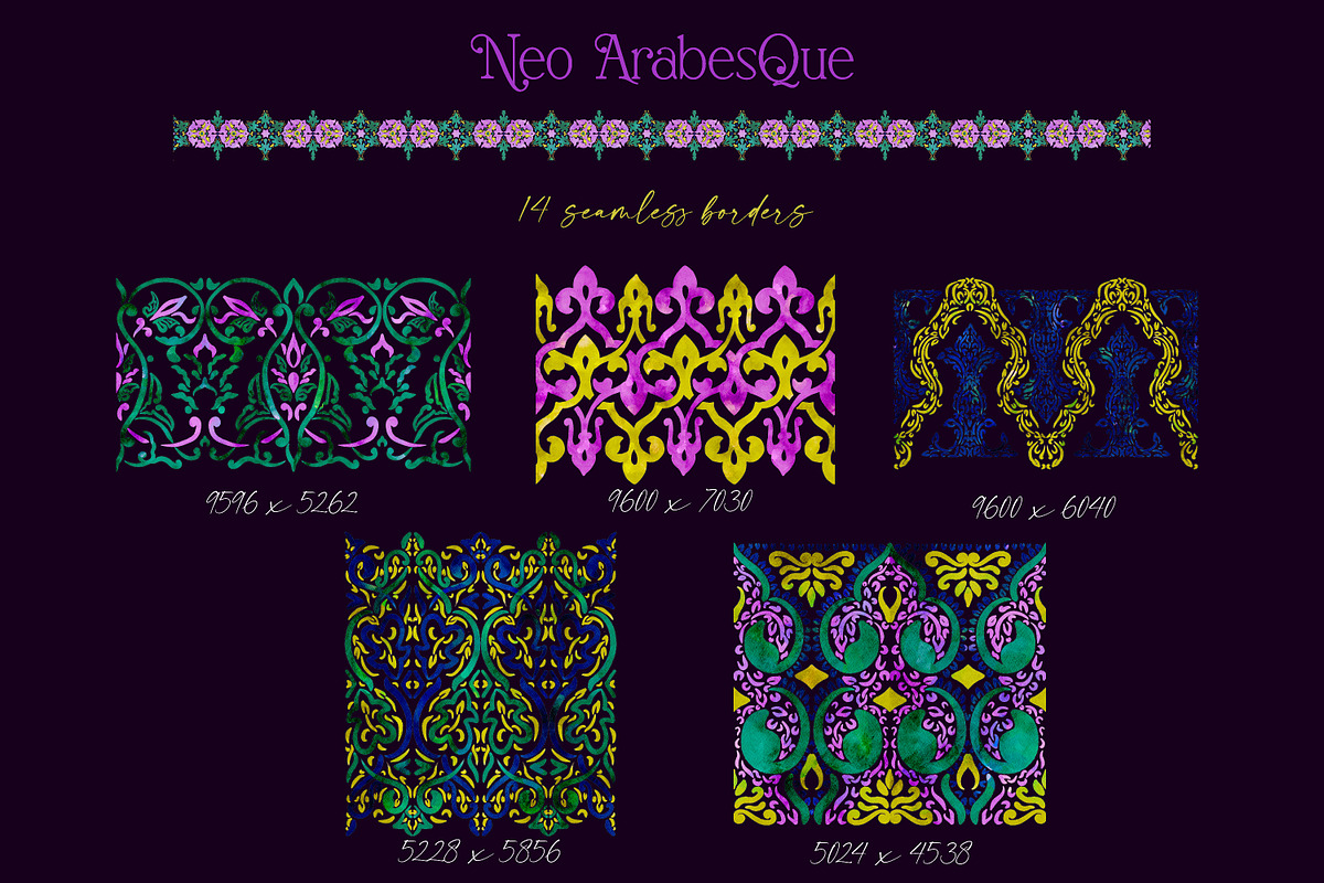 Neo Arabesque: patterns & borders, a Pattern Graphic by Mona Ahmed (Photo 5 of 15)
