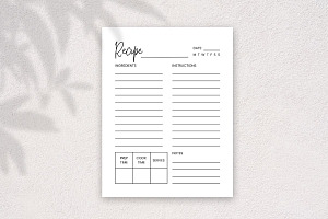 Recipe Template Printable