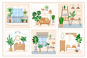 Home plants in cozy interiors, an Illustration by Elena Istomina (Thumbnail 9 of 10)