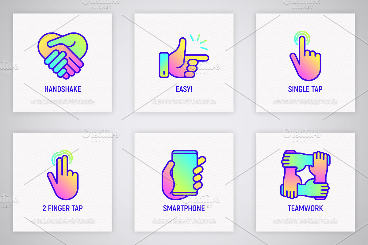 Gestures | 16 Thin Line Icons Set, an Outline Icon by Alex Blogoodf (Photo 4 of 7)