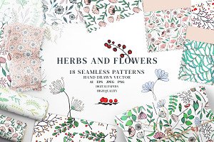 Hand Drawn Floral Seamless Patterns