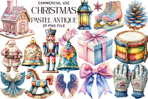 Pastel Antique Christmas Clipart, an Illustration by Daily.Designs