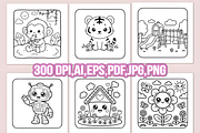 60 CUTE KAWAII COLORING PAGES, an Animal Illustration by Ink Gallery (Thumbnail 3 of 4)