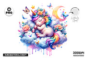 Watercolor Cute Unicorn Clipart PNG, an Animal Illustration by Creative Arslan (Thumbnail 8 of 9)