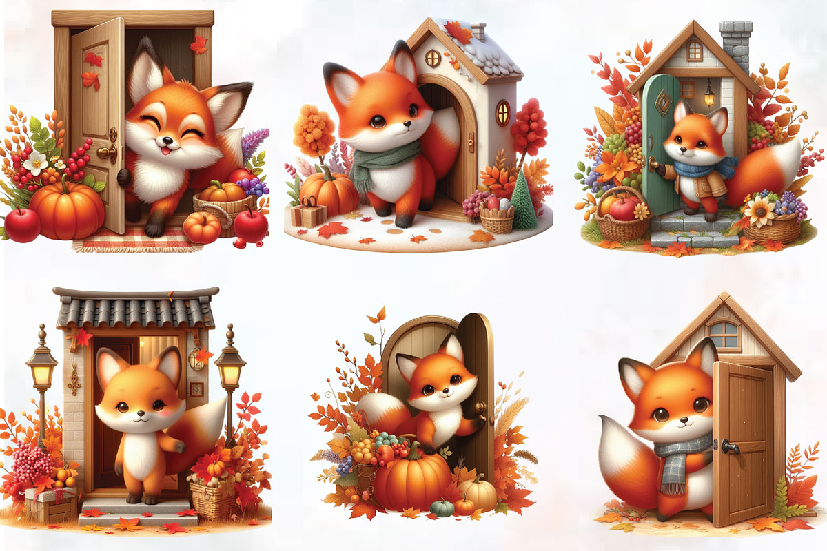 Autumn Cute Fox with House Clipart, a Work Illustration by Craft Nest (Photo 2 of 3)