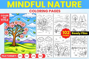 Mindful Nature Coloring Pages, a Decorative Illustration by Ink Gallery