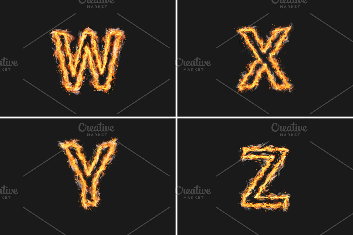 Blazing Fire Letters A-Z, an Object Graphic by MRI STUDIO
