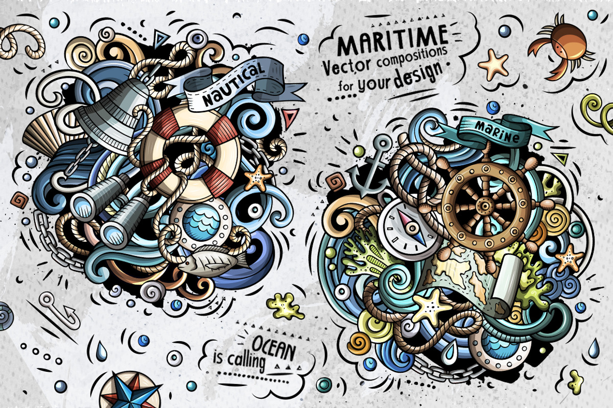 Nautical Cartoon Doodle Pack, a Decorative Illustration by BALABOLKA (Photo 8 of 10)