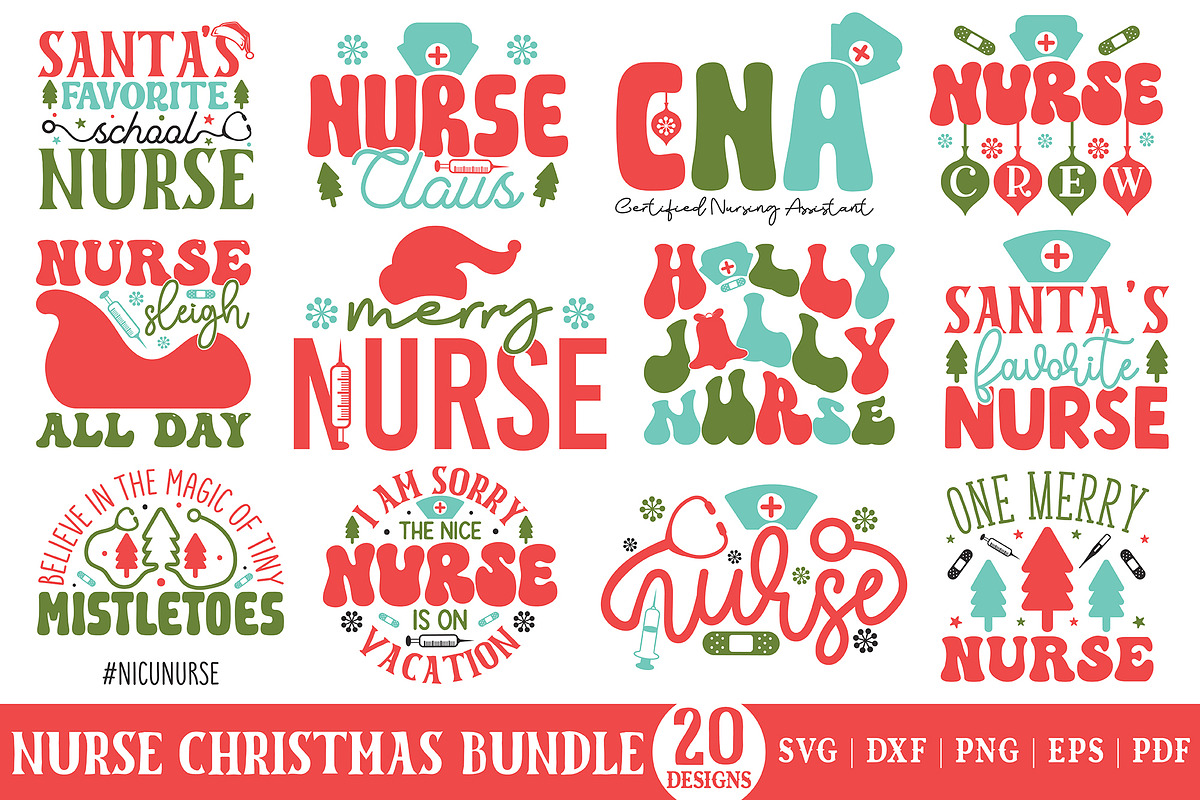 Nurse Christmas SVG Bundle, a Graphic by CraftlabSVG (Photo 1 of 17)