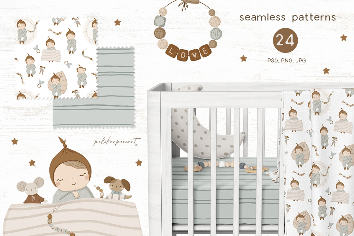 NEWBORN baby illustration & patterns, an Animal Illustration by polikarpovaart (Photo 5 of 13)