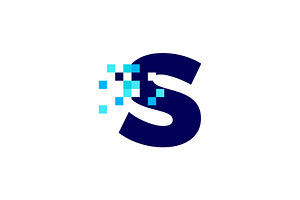 s letter pixel mark digital 8 bit, a Branding & Logo Template by VASTARD STUDIO