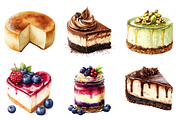 Cheesecake Watercolor Clipart, an Illustration by SinaCreation (Thumbnail 2 of 5)