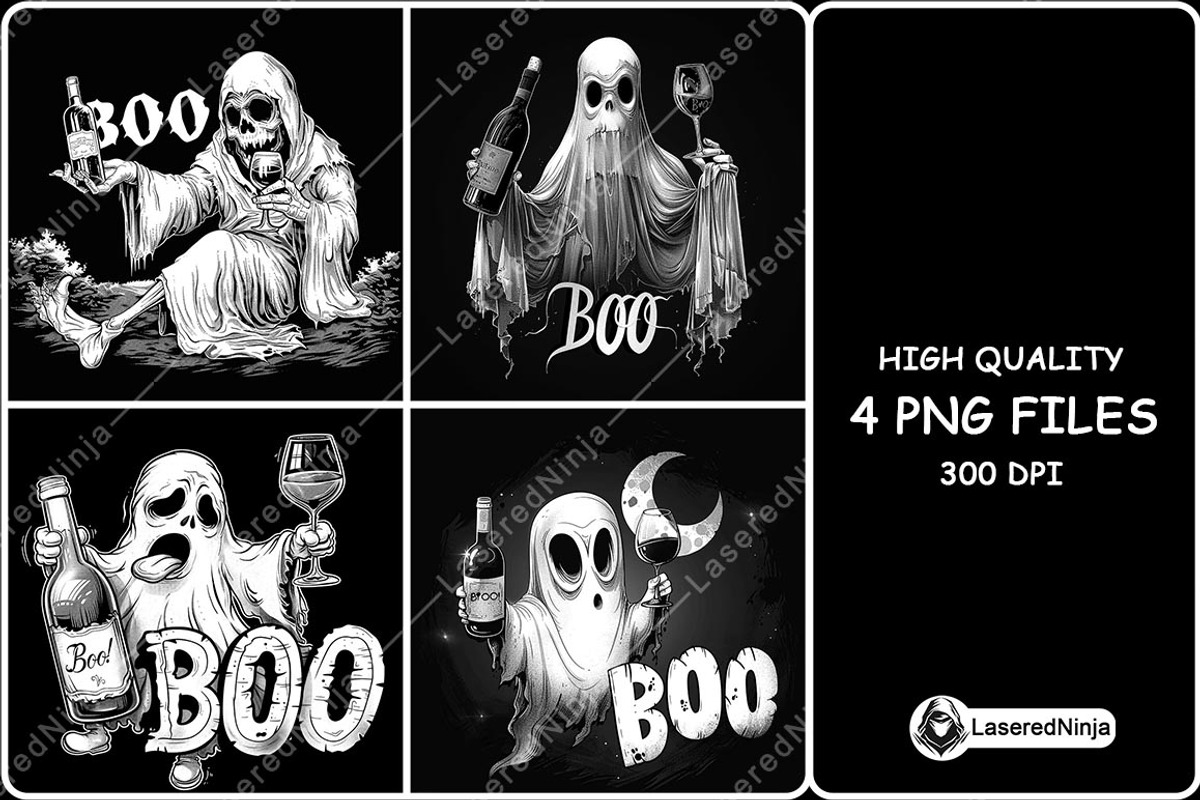 Drunk Ghost BOO Wine Bottle Signage, a Background Graphic by LaseredNinja (Photo 1 of 7)
