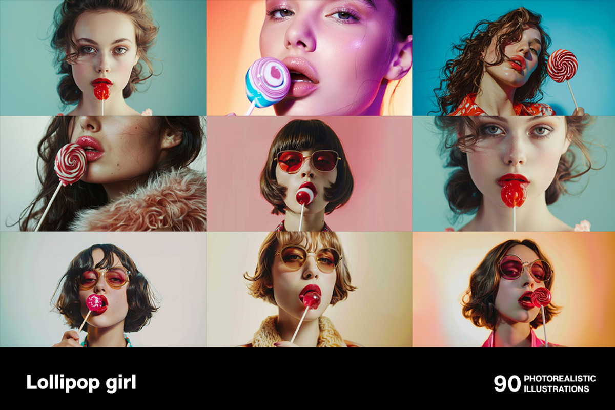 Lollipop girls. 90 images, a Person Illustration by Handmadefont (Photo 2 of 16)