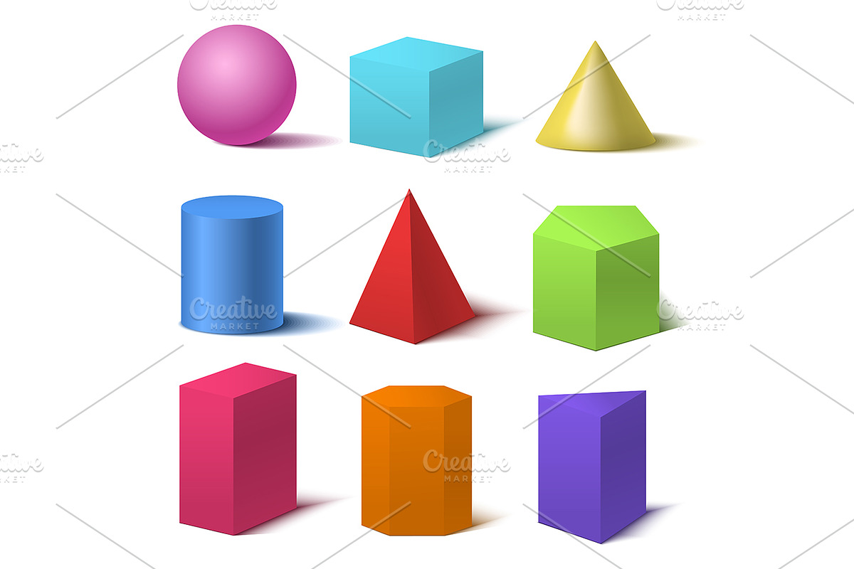 Realistic Detailed 3d Basic Shapes, an Education Illustration by ...