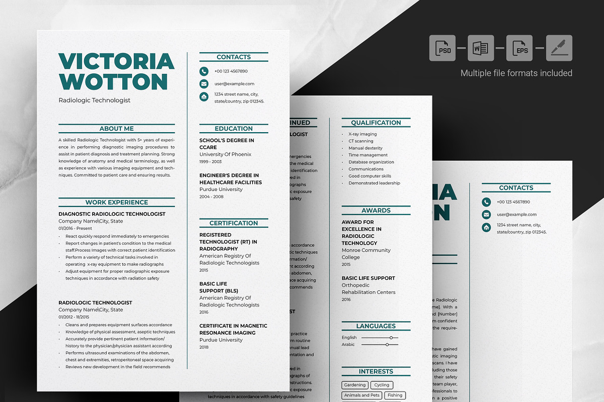Simple & Sleek CV Template, a Resume Template by ResumeInventor (Photo 4 of 6)