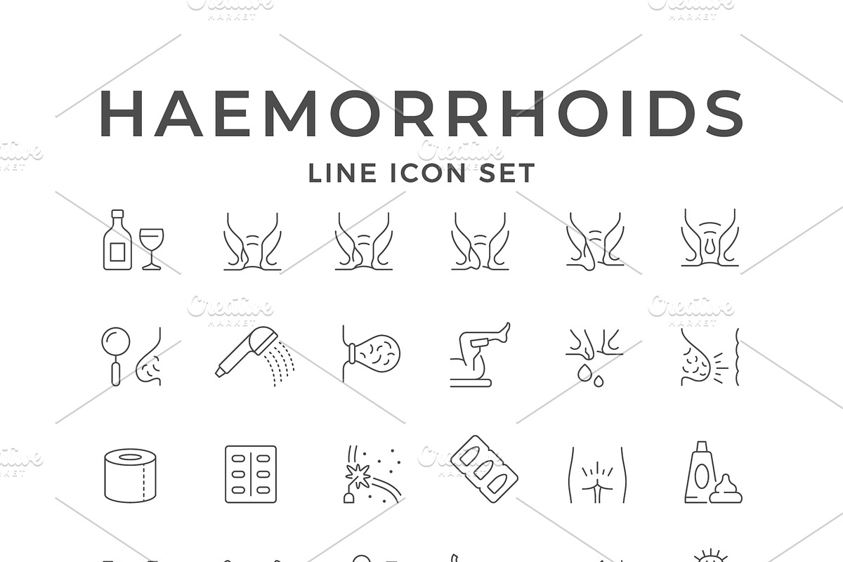 Set line icons of hemorrhoid, an Outline Icon by motorama (Photo 1 of 2)
