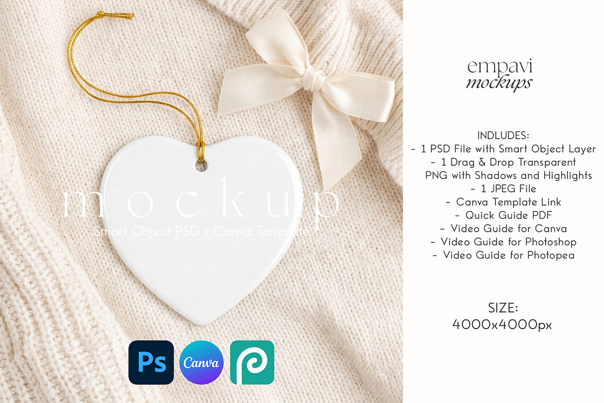 Heart Ornament Mockup, a Household Mockup by EmpaviMockups (Photo 1 of 6)
