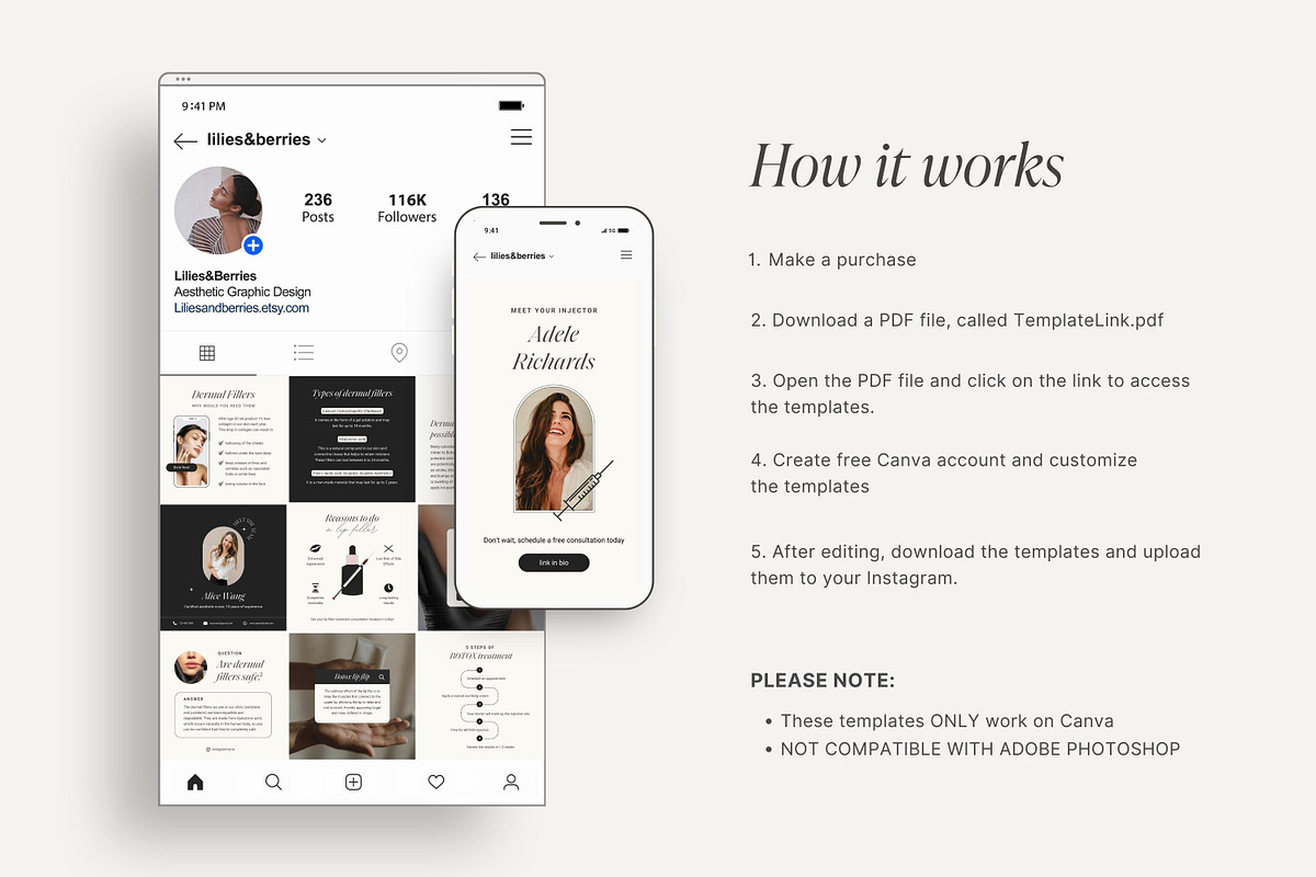 Nurse Injector Instagram templates, a Social Media Template by LiliesandBerries (Photo 4 of 22)
