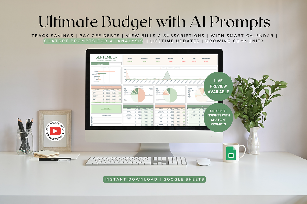 Budget Spreadsheet with AI Prompts