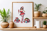 Christmas Pin-Up Girl Clipart Bundle, a Seasonal Illustration by Craft Nest (Thumbnail 4 of 5)