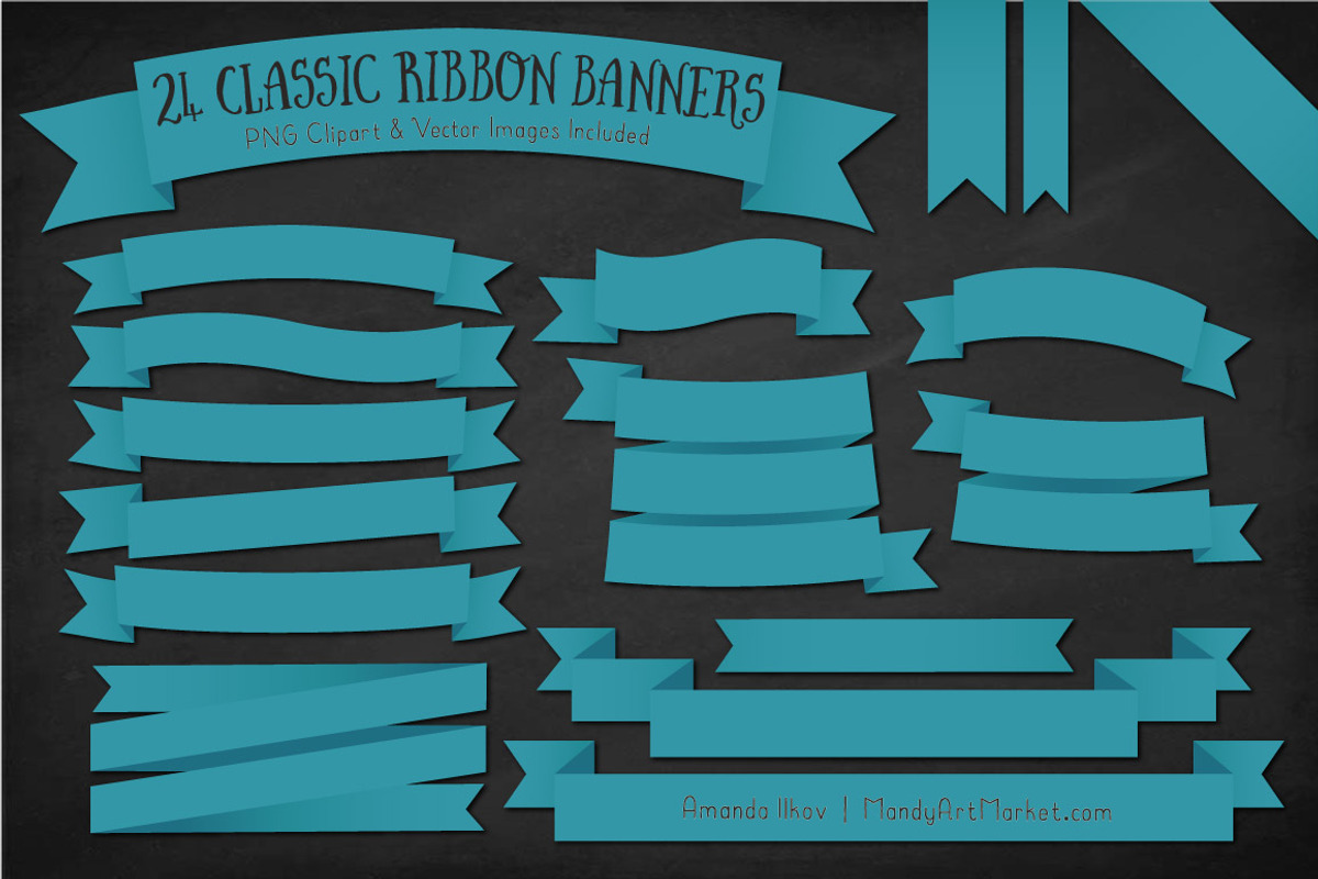 Vintage Blue Ribbon Banner Clipart, an Illustration by Amanda Ilkov (Photo 2 of 4)