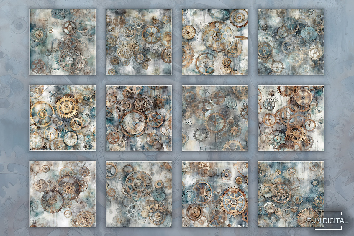 Watercolor Timeless Clockwork Mechan, a Graphic by Fun Digital (Photo 3 of 4)