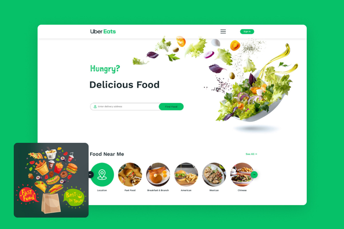 Uber Eats Landing Page, a Templates & Theme by Neha Guleria (Photo 1 of 2)