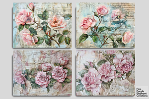 Pink Old Vintage Roses Junk Journal