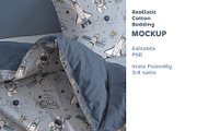 Realistic Cotton Bedding Mockup 2, a Household Mockup by Brzozowska (Thumbnail 1 of 4)
