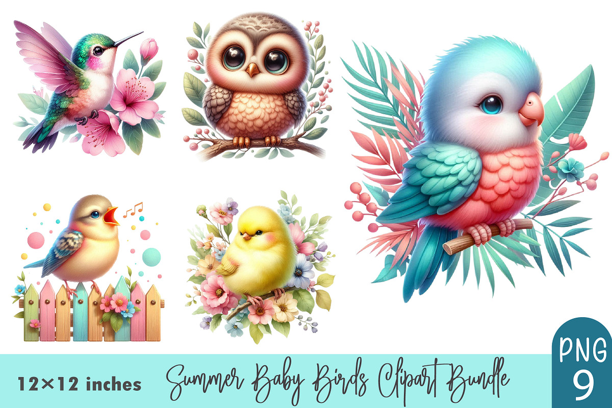 Summer Baby Birds Clipart., a Graphic by CitraGraphics