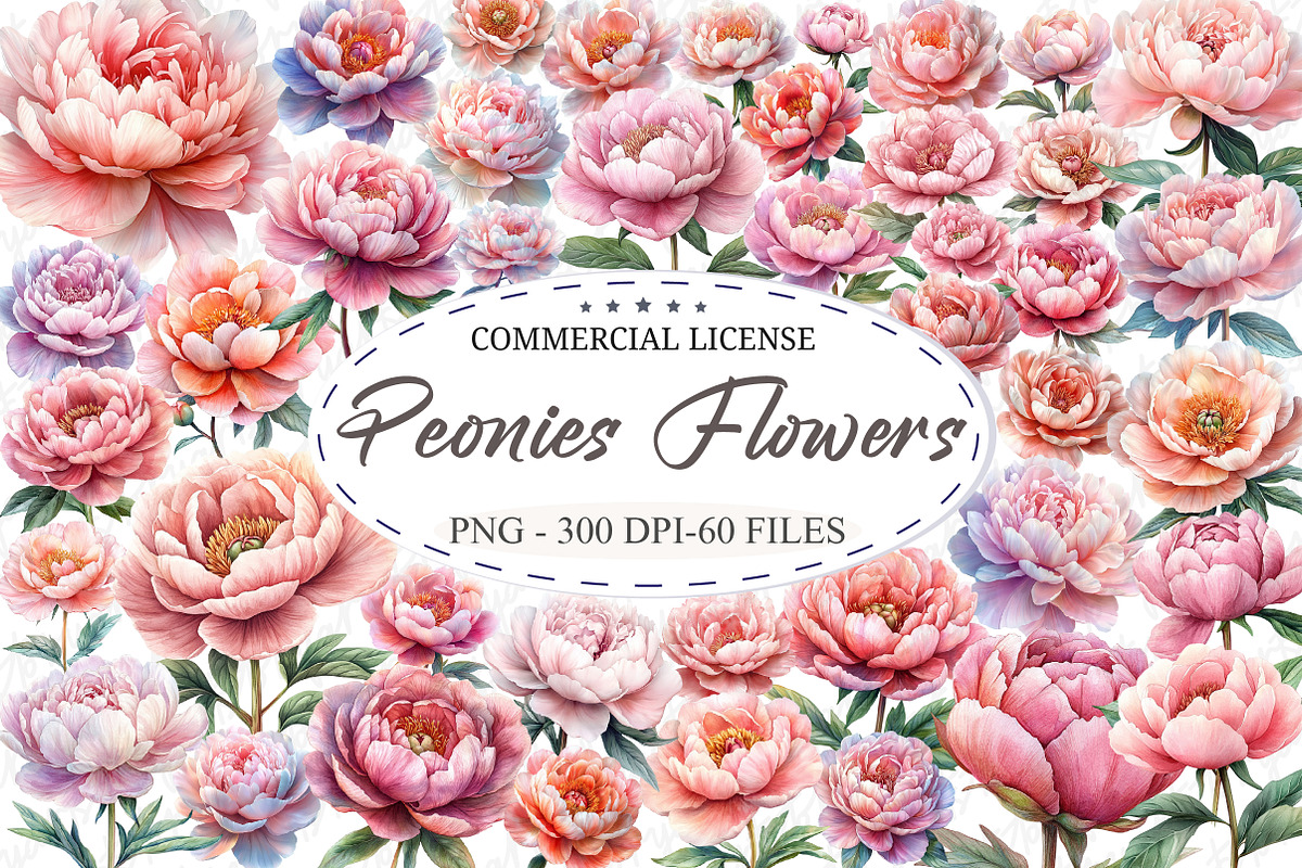 Watercolor Blush Peonies Flowers, an Illustration by designcity5 (Photo 1 of 5)