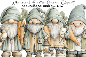 Whimsical Easter Gnome Clipart, an Illustration by Black Bird Studio