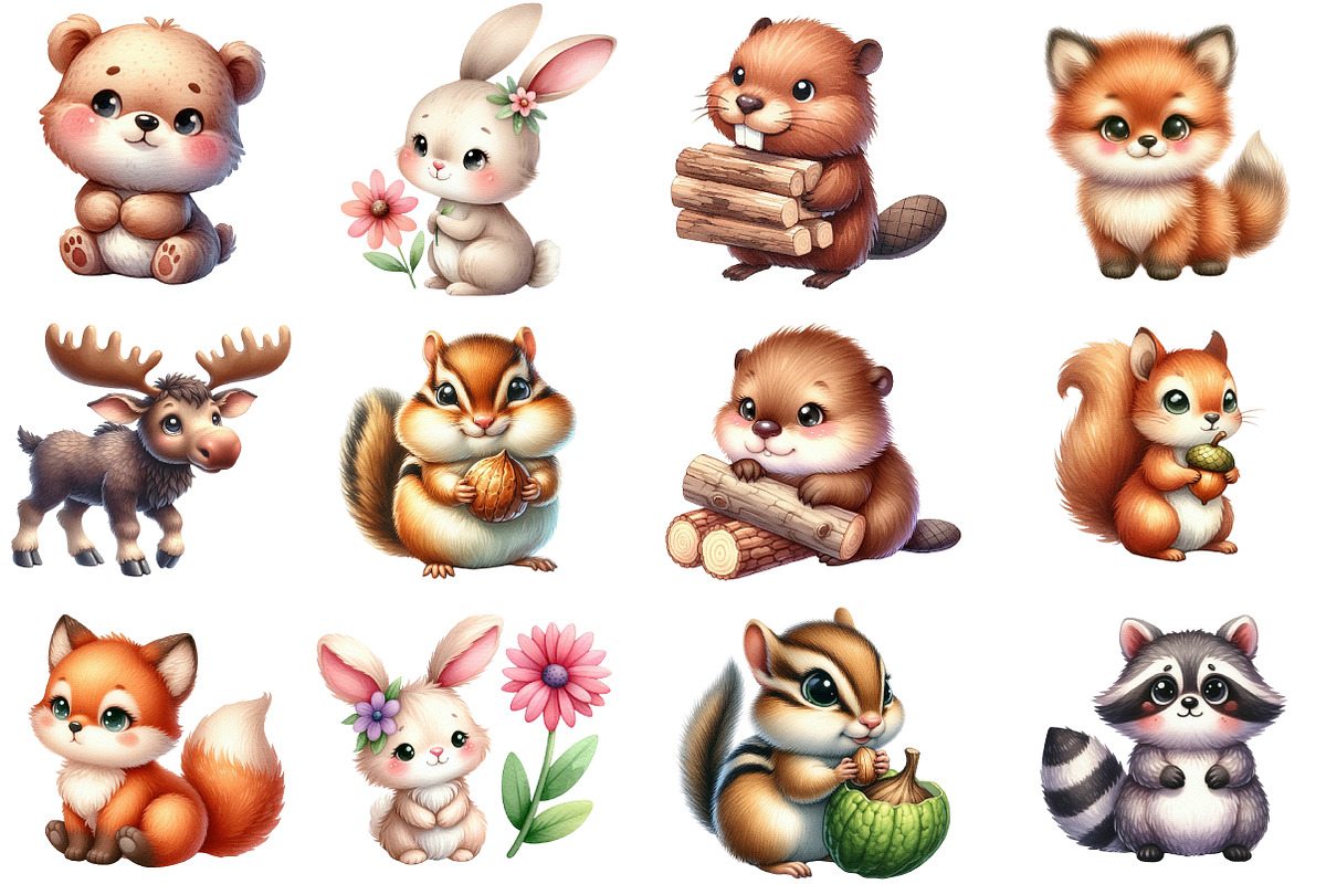 Woodland  Cute Little Animal Clipart, an Illustration by Designworld (Photo 2 of 6)