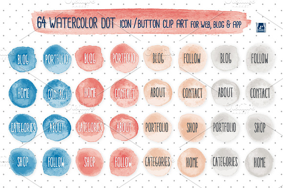 Watercolor Icon Button Clipart Eps