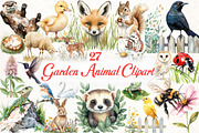 Watercolor Garden Animal Clipart, an Illustration by Libby Wishes (Thumbnail 1 of 6)