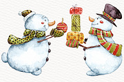 Watercolor Santas and Snowmen, an Illustration by talloshau's illustrations (Thumbnail 3 of 10)