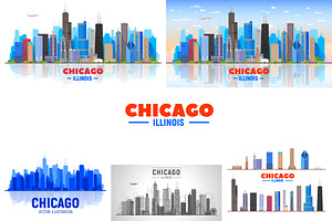 Chicago Illinois skyline, a Work Illustration by Sky and glass