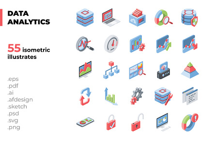 Data analytics icons set