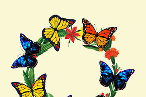 Butterflies On Wreath