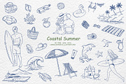 Coastal Summer Line Art, a Seasonal Illustration by Watercolor dreams (Thumbnail 1 of 3)