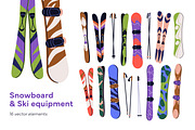 Snowboards, skis and poles set, a Sport Illustration by Good Studio (Thumbnail 1 of 3)