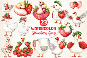 Strawberry Goose Clipart, an Illustration by Dream Creation
