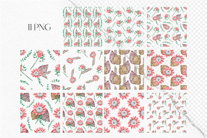 Watercolor Protea Boho Patterns