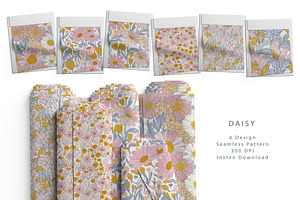 6 Seamless Pattern: Daisy