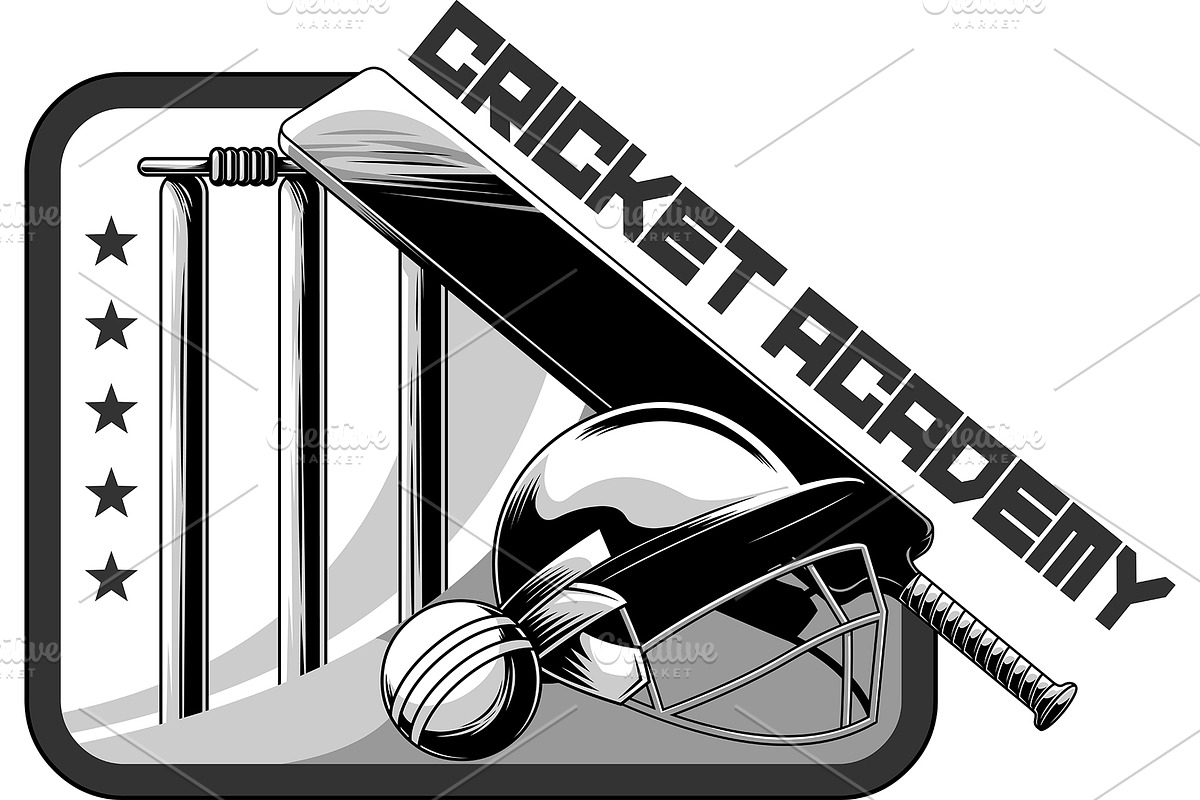 Black And White Cricket Academy, an Illustration by HitToon