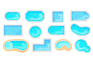 Cartoon pool top view. Swimming, an Illustration by Stock-Smart-Start