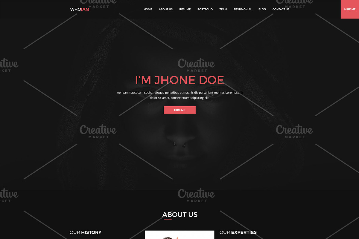 WHOIAM Lightweight Portfolio Respons, a Bootstrap Template by mine-tech (Photo 1 of 4)